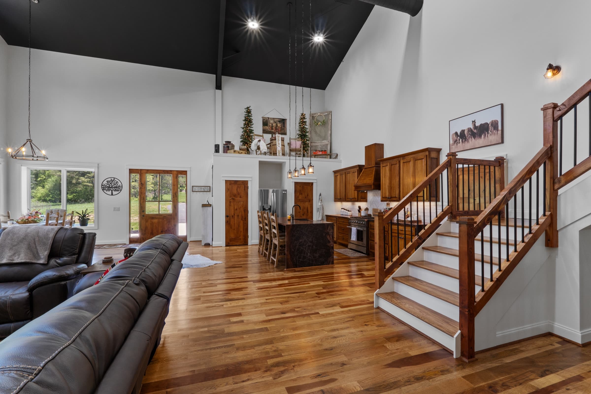 Custom kitchen and open living space
