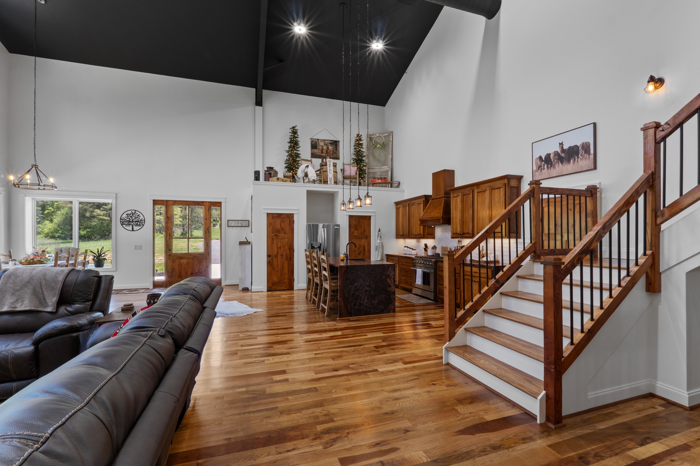 Custom kitchen and open living space